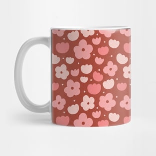 Large modern flowers on sienna pattern Mug